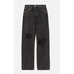 Re/Done High Rise Loose Washed Black With Rips Jeans Size 31 Retail $285